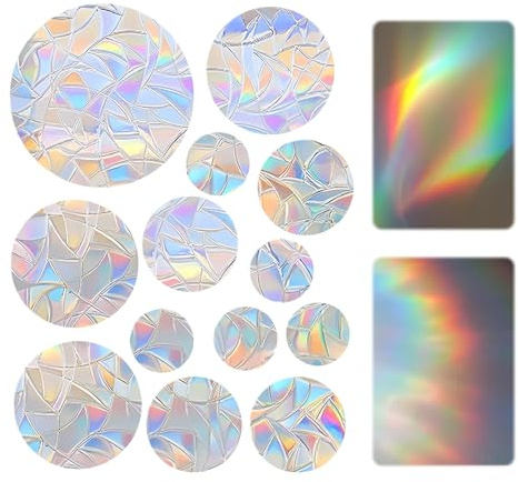 26 Stück Suncatcher Sticker,Fensteraufkleber,Sonnenfänger Fenster,Regenbogen Folie Fenster,Window Fenstersticker,Fensterfolie Regenbogeneffekt,Vogelschutz Aufkleber für Elektrostatische Adsorption