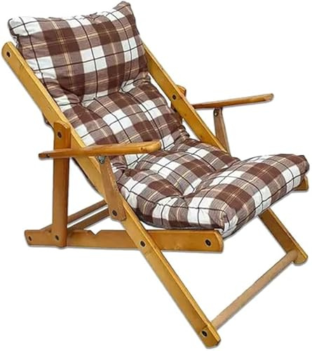 HOME FURNISCHING BUONOCORE Poltrona Sedia Sdraio Harmony Relax in Legno Pieghevole 3 Posizioni (Scacchi Marrone)