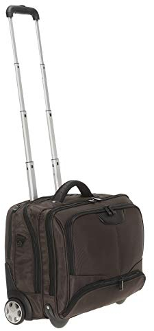 Dermata Set: Trolley Pilotentrolly mit POLSTERTASCHE 17 Zoll [41 cm x 29 cm] + Ledermäppchen (Brown (Braun))