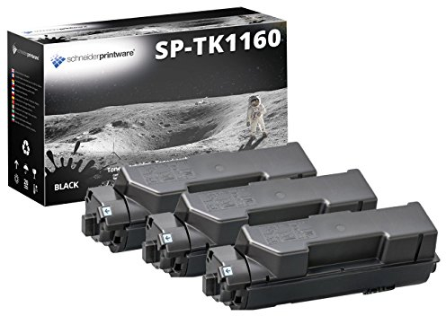 3 Schneider Printware Toner | 50% mehr Leistung | kompatibel für TK-1160 für Kyocera ECOSYS P2040dn P2040dw | Schwarz je 10.800 Seiten