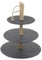 3 Tier Natural Slate Etagere Cake Food Stand Multi Layer Display Rack Boards with Wooden Handle - Rustic Style Tea Serving Centerpiece Platter