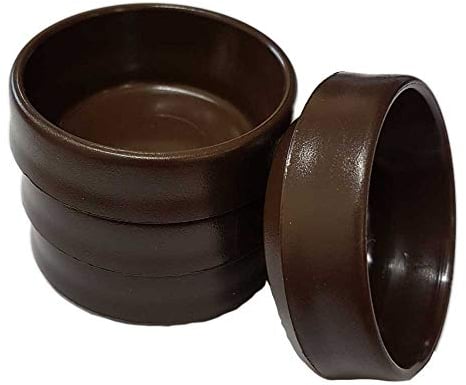Brown Castor Cups 37mm Protect Wooden, Laminate, Tiled Floors and Carpets from Wheel Damage and Scratches caused by Chair, Bed, Sofa and Table Legs (4, Small)