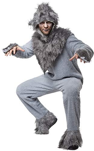 dressforfun 900544 -Unisexkostüm Wilder Wolf, Overall aus hellgrauem aufgerauten und warmen Stoff (185 cm - XL | Nr. 302514)
