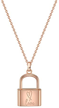GLANZSTÜCKE MÜNCHEN Damen-Halskette Schloss Sterling Silber rosévergoldet 40 + 5 cm - Silberkette mit Schloss Anhänger Love für Frauen rose-gold