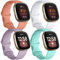 JUVEL Correa Compatibles con Fitbit Versa 3 Correa/Fitbit Sense Correas, 4 Pack Muñequeras Deportivas de Silicona Suave de Repuesto para Mujeres Hombres, Grande, Melocotón/Aguamarina/Lavanda/Blanco