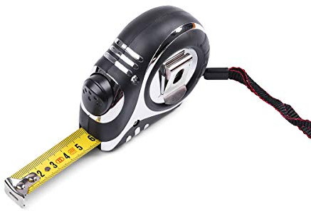 HARDY WORKING TOOLS Bandmass, Maßband Breite 19mm, Länge 5m, Gürtelklemme, Aufrollsystem, verschiebbarer Endhaken, A0700-451905 schwarz 5 m x 19 mm