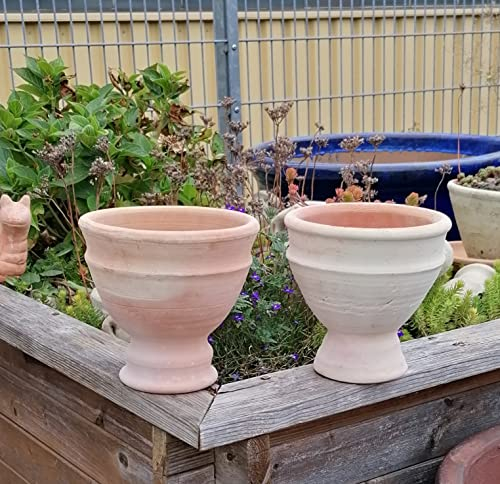 B-Ware ! Ausverkauf ! 2 er Set Blumentöpfe echt Terrakotta ø ca. 18 cm für Garten Wohnung Terracotta Pflanzgefäß Mediterran Pokal