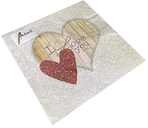 Papier Servietten Lunch Fest Party ca 33x33cm Every Day Jeden Anlass Hochzeit Herzen Liebe St Valentine I Love You