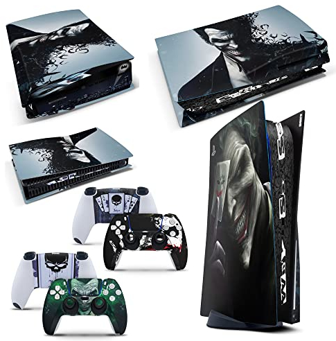 GNG PS5 Disk Console Dark Joker From Batman Skin Decal Vinal Sticker + 2 Controller Skins Set