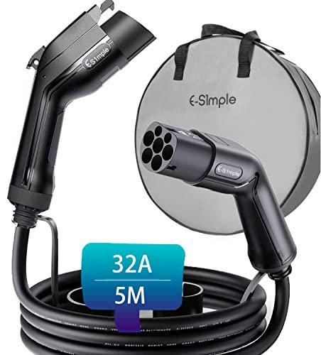 E-S1mple EV/Electric Vehicle Charging Cable Type 2 to Type 1 EV Charging Cable 32A 5M 7.2KW with Bag for Mitsubishi Outlander Phev Nissan Leaf Shougun
