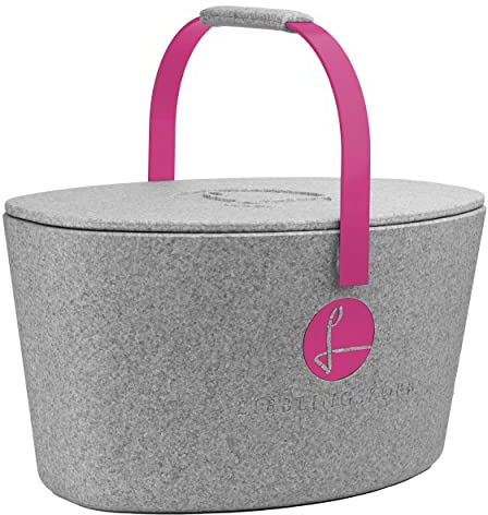 Lieblingskorb Plus silver grey (magenta) Einkaufskorb und Thermobox in einem, inklusive Deckel, isoliert, abwaschbar, Picknickkorb zum kühlen von Lebensmittel, Einkaufstasche, Volumen: 22 Liter