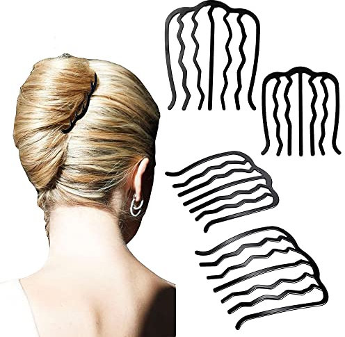 4 Pcs Hair Fork Clip Metal Hair Side Combs Bun Updo Hair Sticks French Twist Hair Tool Bun Hair Pins Clips Grips for Women Girls