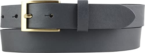 BELTINGER Herren-Gürtel aus Vollrindleder mit goldenern Gürtelschnalle 3 cm | Anzug-Gürtel für Herren 30mm | Chino-Gürtel mit Schnalle gold | Dunkelgrau 100cm