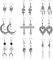 MILACOLATO Gothic Ohrringe für Damen - Vintage Grunge Retro Silber Goth Punk Rock Schlange Böser Blick Herz Baumeln Fee Skelett Schwert Sonne Mond Ohrringe Halloween Schmuck