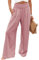 Vansha Pantaloni a palazzo estivi da donna, a vita alta, in cotone e lino, a gamba larga, con tasca, Rosa, L