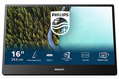 Philips 16B1P3302 - Monitor portatile FHD USB-C (1920 x 1080, connettore USB-C, supporto multiangolo), nero