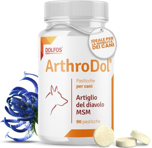 Dolfos Pets ArthroDol Integratore Articolazioni Cane, Antinfiammatorio e Analgesico Favorisce la Mobilità dei Cani Anziani 100% Naturale 90 Compresse