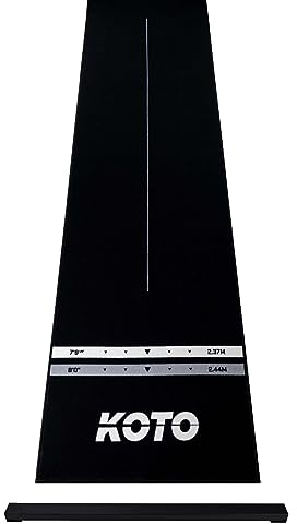 KOTO - Oche Carpet Checkout Dartmatte Schwarz 285 x 80 cm + Oche Inkl. Score Indikator, rutschfeste Teppich Dartmatte