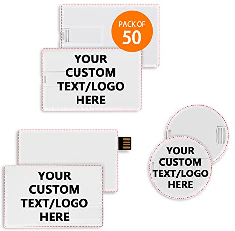 Paintechz USB Stick Kreditkarten Personalisiert 50 Stück, Individualisiert Logo Bedrucken - als Firmengeschenke und Werbegeschenke - 16GB