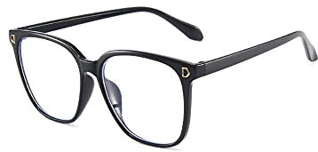 Blaulichtblockierende Brille für Damen und Herren, leicht, Computer-/Mode-/Gaming-/TV-/Handybrille, Anti-Überanstrengung und UV-Blendung, klassischer quadratischer Brillenrahmen, Schwarzer Rahmen +