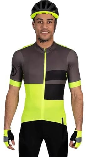 Endura Men's FS260 Print Short Sleeve Road Cycling Jersey, Hi-viz Yellow, XXL