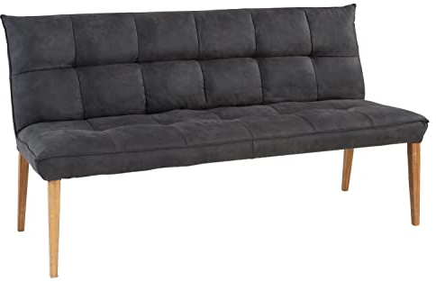 Sitzbank - Anthrazit - Braun - Stoffbezug - Holzbeine