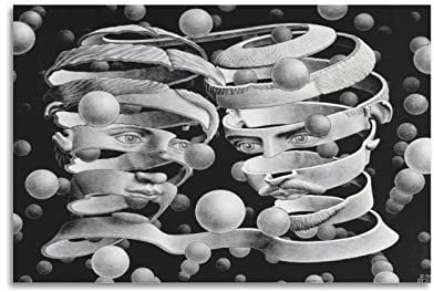 JAHER M.C. Escher Gemälde Kunstwerke – (Bond of Union) Poster Leinwand Kunstdrucke Geschenke Fotobild Gemälde Raumdekoration Heimdekoration 60 x 90 cm