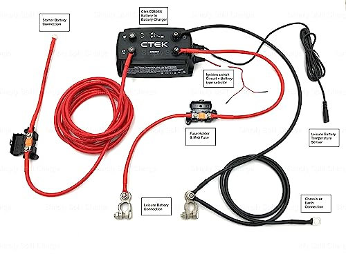 3mtr D250SE 12V 20AMp Dual DC-DC Battery to Battery Charger Kit with 70amp 10mm² Leads D250SE/RM3