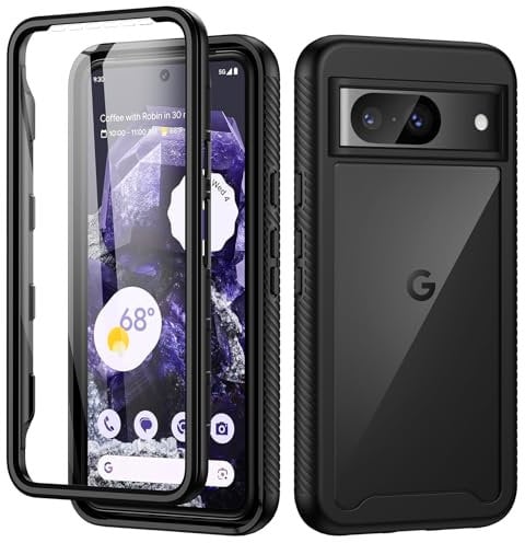 seacosmo for Google Pixel 8 Case (2023), Full Body Shockproof Cover with Built-in Screen Protector Dual-Layer Protective Slim Fit Bumper Phone Case Cover for Google Pixel 8 - Black