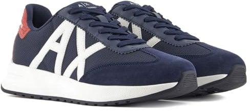 Armani Exchange Herren Dusseldorf Contrast Logo Sneaker, Navy+red, 42 EU