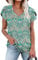 NARRAME Camisetas de Mujer para Verano, Camisetas de Manga Corta, Cuello en V para Mujer Paisley Floral Boho Verde Small S 34-36