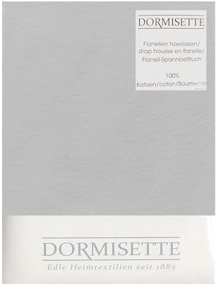 Dormisette Flanell Spannbettlaken für hohe Matratzen bis ca. 30 cm Höhe Rundumgummi 100% Baumwolle (Silbergrau, 140 x 200 cm)