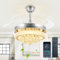 Depuley 42 Inch Crystal Ceiling Fan Light with Dimmable Bulbs, Smart APP Control, 4 Blade Modern Chandelier for Bedroom, Living Room, Dining Room, Silver