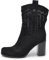 IF Fashion Stivali Stivaletti Tronchetti da Donna Traforato Camoscio Sintetico Con Tacco XG115 nero N.36