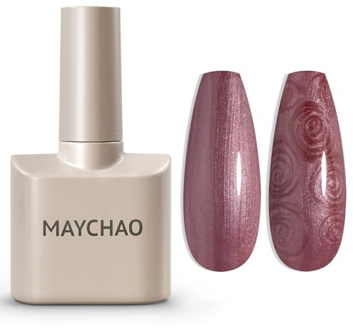 MAYCHAO 15ML Pearl Gel Nail Polish, Pearlescent Bean Red Shell Shimmer Mermaid Red Gel Polish Soak Off UV LED Nail Lamp Curing Gel for Nail Art Manicure Salon DIY at Home, 0.5 OZ