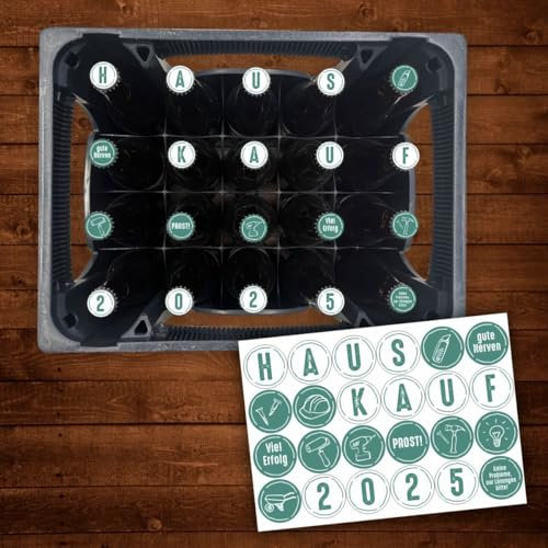AUFKLEBER SET für Bierkasten - HAUSKAUF - Bierkiste Sticker Geschenk Geschenkidee Bauherren