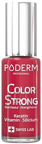 Nagelhärter Lack mit Biotin, Silizium und Keratin - Stärkt und repariert beschädigte, geschwächte, brüchige Nägel durch Gel-Nagellack, Alterung – Rose Red - Hände & Füße - Swiss Made