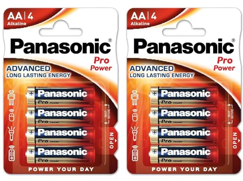 PANASONIC Pro Power Gold AA/LR6 1,5 V Alkaline-Batterien, 2 Packungen mit je 4 Stück