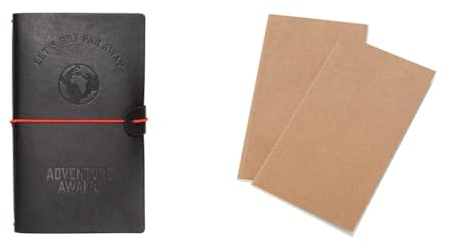 Grupo Erik Reisetagebuch zum Selberschreiben Wanderlust Bullet Journal Dotted Notizbuch + Ersatz Nachfüllpack Dotted Notebook 12x19,6 cm 40 Seiten liniert und 40 Seiten mit Punktraster