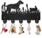 MAYJOYDIY Holz Hunde Kaninchenmotiv Garderobenständer Wandhalterung Schilfgrasland Schlüsselhänger 30×17.7cm Schwarzer Wand Schlüsselhalter Organizer 5 Legierung Haken Für Schlafzimmer Küche Büro