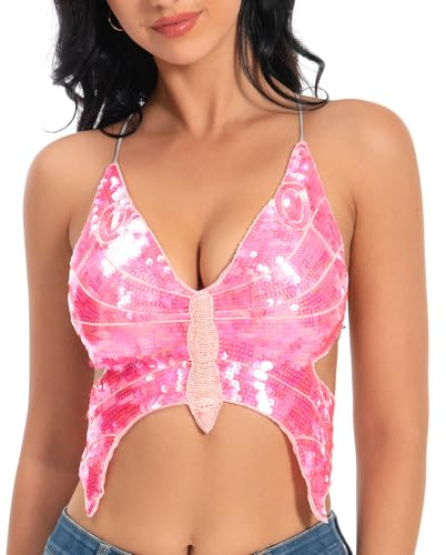 Baisdan Top a Forma di Farfalla per Danza del Ventre, Costume, Feste, Discoteca