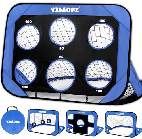 YIMORE Fussballtore für Garten Kinder mit Tragetasche, 4 Spielmodi Mini Fussballtor Kinder Outdoor Indoor, Fußballtor Kinder Geschenk Mädchen Junge ab 6-12 Jahre (Acid Blue)