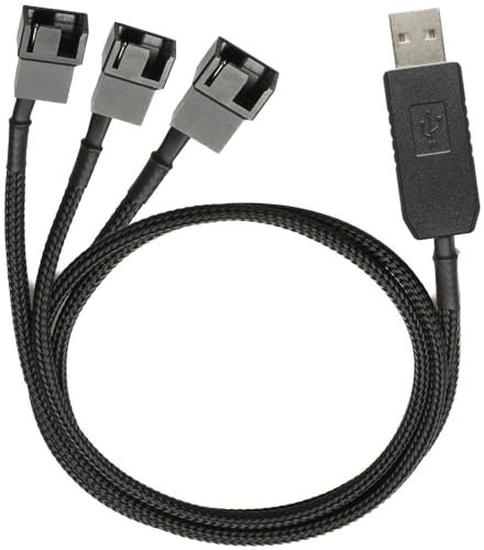 Gebildet Cable Adaptador de Alimentación con Funda de USB a Ventilador de PC de 3 vías, 3 y 4 Pines, con Elevador de Voltaje de 12 V de Velocidad Máxima