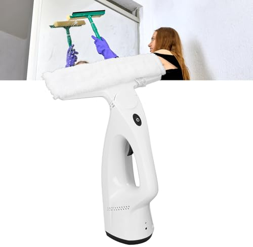 Fenstersauger Akku, Elektrisch Fensterreiniger Fensterputzer Fensterputzer mit abnehmbarem Wassertank, für 360° Reinigung aller glatten Oberflächen Fenster Spiegel Duschwände