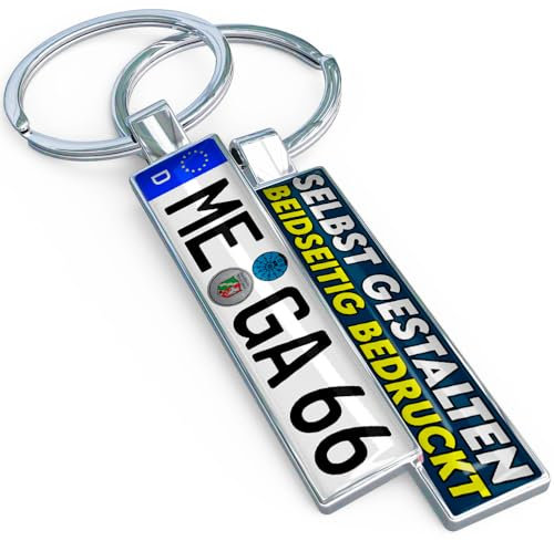Kennzeichen-Schlüsselanhänger beidseitig personalisiert Autoschild Namensschild Minikennzeichen Nummernschild Auto Fans Geschenk für Autofahrer VW BMW Mercedes Opel Skoda Seat Schlüssel-Anhänger