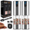 2PS Electric Salt and Pepper Grinder Set, Rechargeable Electric Salt and Pepper Mill, LCD-Display, LED Light, Adjustable Ceramic Grinders(Silver)