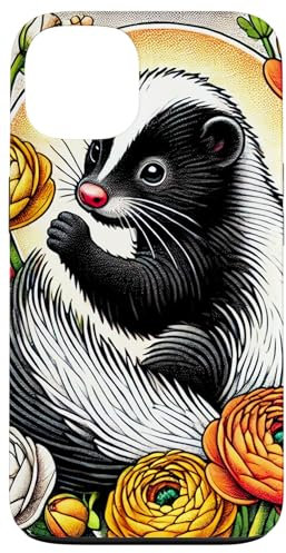 Hülle für iPhone 13 Skunk Art Floral Skunk Lovers Illustration Blume