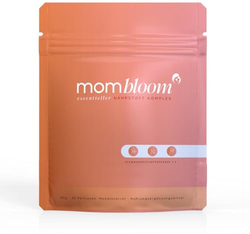 mombloom Essentials – [Pulver] für Kinderwunsch, Schwangerschaft & Stillzeit – Alle wichtigen Vitamine & Mineralstoffe inkl.Folsäure, Eisen, Magnesium – laborgeprüft – Schwangerschaftsvitamine