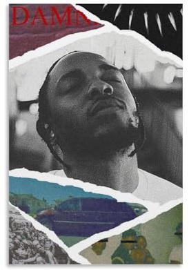 Generisch Kendrick Hip Hop Lamar Rapper Damn Cover Poster Für Zimmer, Ästhetische Leinwand-Wandkunst, Schlafzimmer-Dekor Poster 12x18inch(30x45cm)