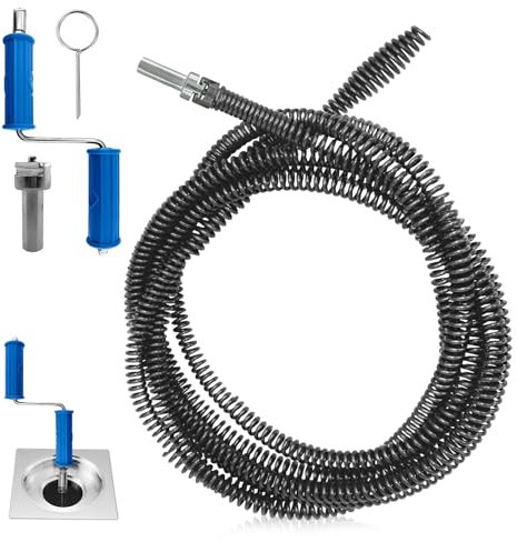 10mm X 5m Alambre Desatascador Tuberias Profesional, Cable Desatascador Tuberias, Desatascador Fregadero WC, Herramientas para Limpieza de Tuberías, para Fregaderos de Cocina, Canales y Baños